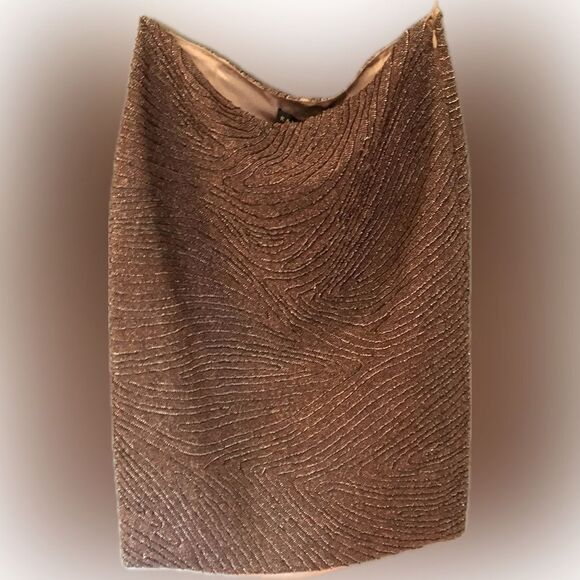 Ralph Lauren Black Label Bronze Hand Beaded Pencil Skirt - Picture 8 of 16